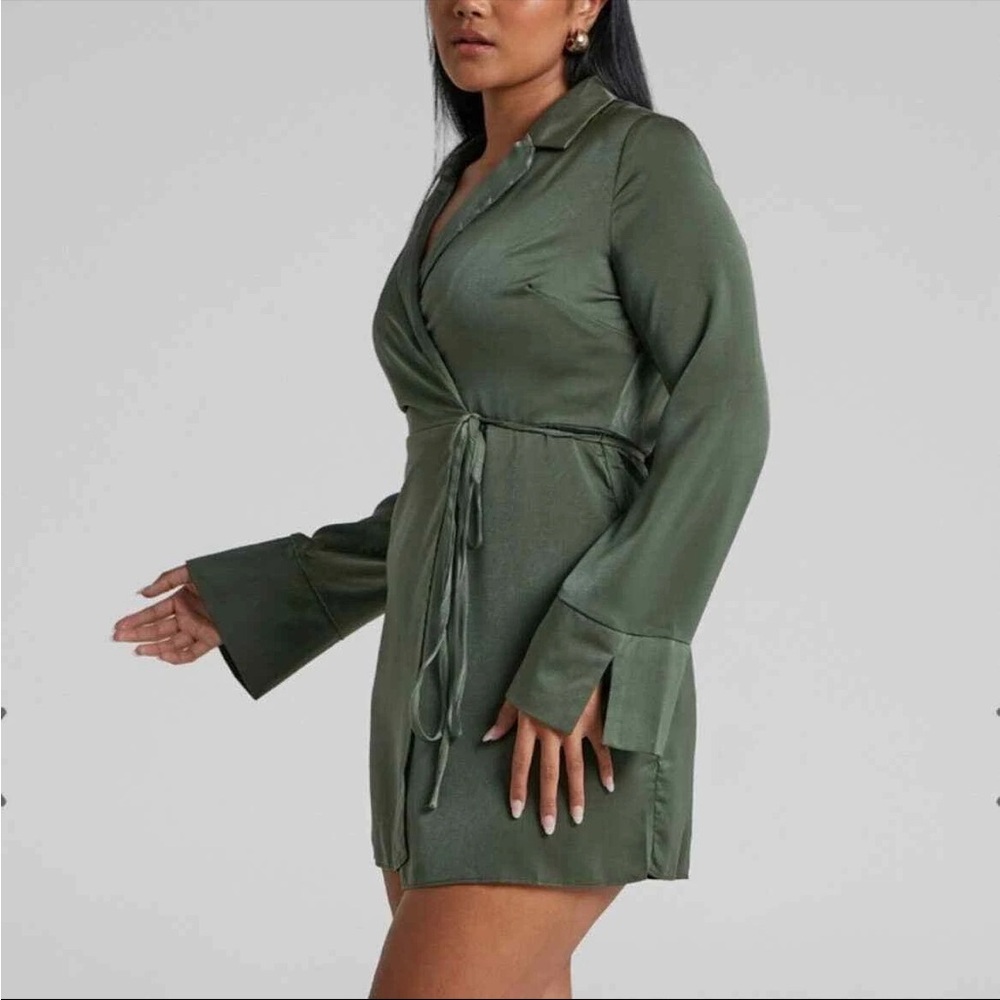 Showpo Olive Wrap Mini Dress